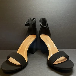 TOP Moda Dressy/Formal High Heel Ankle Strap Open Toe Sandals Size 7.5 Black - Picture 1 of 6