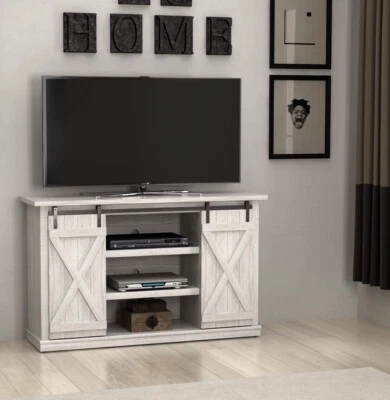 Soporte de TV Twin Star Home Terryville puerta de granero para televisores de hasta 60", roble blanco Foto 1 de 4