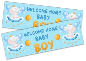 x2 Willkommen Zuhause Baby Junge Banner Babyparty Heimkehr Party Dekoration 5 - Bild 1 von 5