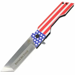 United We Stand American Flag Patriot Folding Pocket Knife - Assisted Open - 8"  - Picture 1 of 2