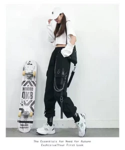 Techwear MUJERES Pantalones Mujer Pantalones Pantalón Rave Techno Clubwear Emo Gothic Punk - Imagen 1 de 10