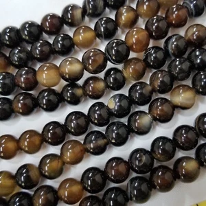 Beautiful 8mm Round Stone Sardonyx Agate Beads, 1 Strand 16 inch - Picture 1 of 4