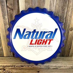 Natural Light Natty Beer Bottle Cap Large 18" Metal Aluminum Sign Garage Bar New - Picture 1 of 2