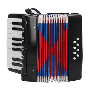 (Nero) 17 Tasti 8 Basso Piano Fisarmonica Portatile Strumento Fisarmonica con - Foto 1 di 24