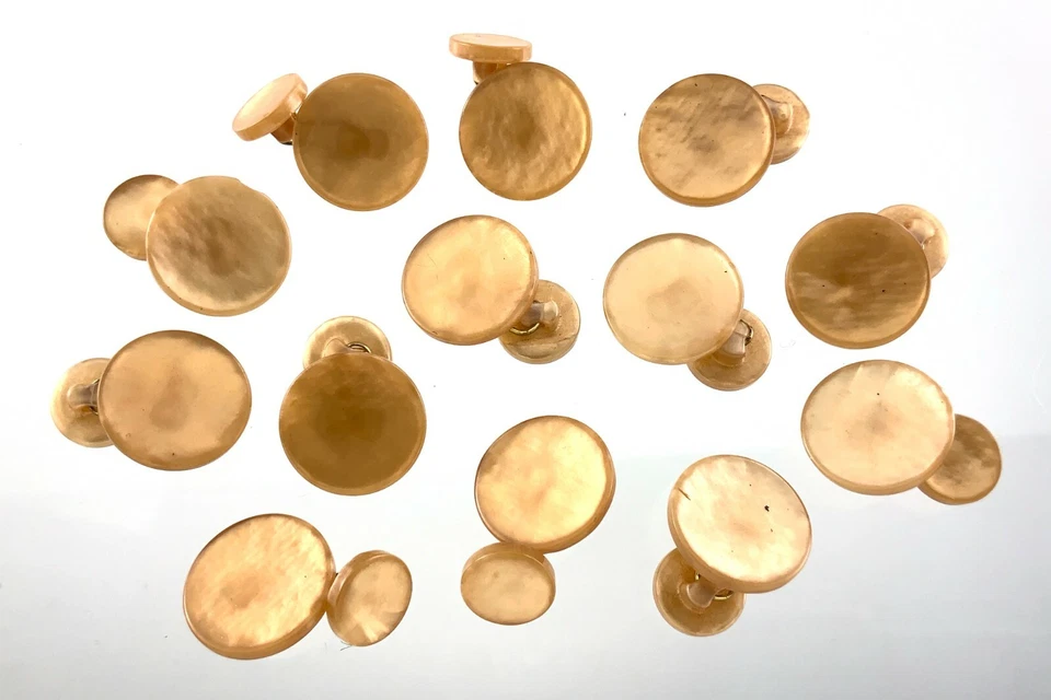 Vintage Molded Plastic Brown Garment Button .75in Set of 13 Marble Pattern 200B - Image 1 of 4