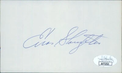 Enos Slaughter St. Louis Cardinals Signed 3x5 Index Card JSA Authenticated - Image 1 of 2