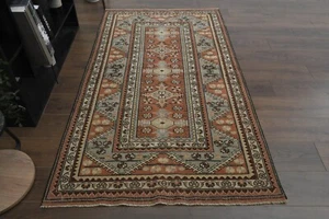 3.8x7 ft, VINTAGE TURKISH RUG, Oushak Area Rug, Handmade Wool Rug, Bordered Rug - Picture 1 of 10