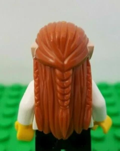 LEGO Minifigure Elf Hair with Ears Long 3 Braid Red Orange Elves Hobbit Wig - Picture 1 of 2