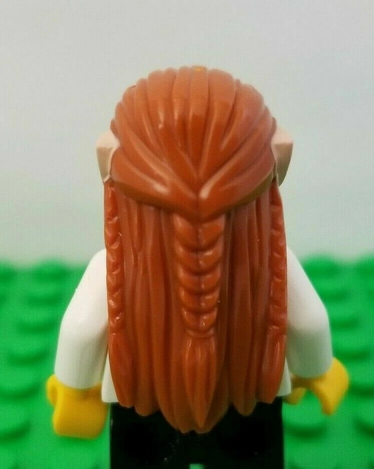 LEGO Minifigura Elfo Pelo con Orejas Largas 3 Trenzas Rojo Naranja Elfos Hobbit Peluca Foto 1 de 2