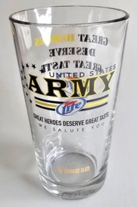 United States Army Miller Lite Pint Beer Glass Great Heroes Deserve Great Taste - Picture 1 of 6