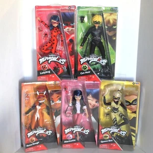Set of 5 Miraculous Dolls - Ladybug, Cat Noir, Marinette, Rena Rouge, Queen Bee - Picture 1 of 11