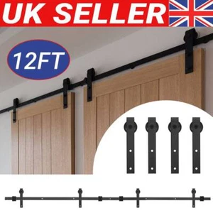 12 Feet Heavy Duty Sturdy Sliding Barn Door Hardware Kit-Smoothly and Quietly UK - Picture 1 of 16