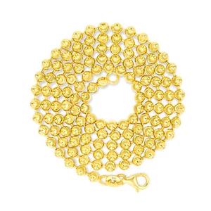 10K Yellow Gold 2mm Moon Cut Diamond Ball Bead Chain Necklace Mens Women 16"-30" - Picture 1 of 81