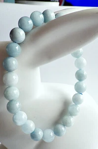 PULSERA JOYA Berilo PIEDRA CURATIVA Bolas Aguamarina - Imagen 1 de 2