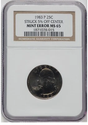 ER382 1983-P 25C Washington Quarter Dollar -- Struck 5% Off Center -- NGC MS65 - Image 1 of 2