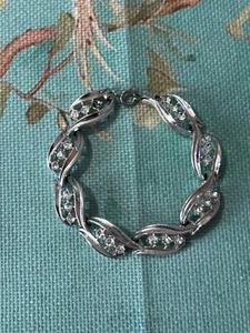 VINTAGE MCM 50ER-60ER JAHRE ÄRA LISNER FUNKELNDES STRASS GLIEDERARMBAND SILBERFARBEN - Bild 1 von 12