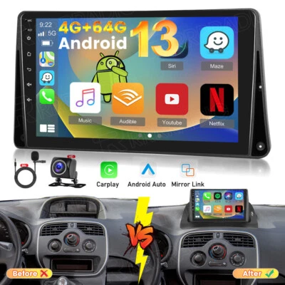 PODOFO 4+64GB Android 15 9" Radio Coche GPS para Renault Kangoo II X61 FW/KW Nissan NV250