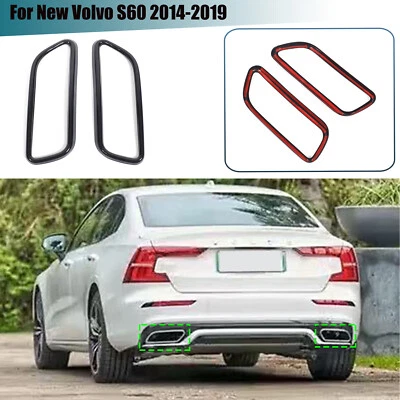 Black Steel Rear Exhaust Muffler Tail Pipe Cover Trim For Volvo S60 2014-19 - image 1 of 4