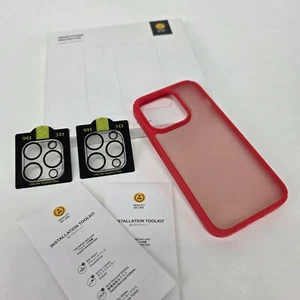 Simple and Protect iPhone 14 Pro Rot Hülle, Linsenschutz, Displayschutz - Neu - Bild 1 von 3