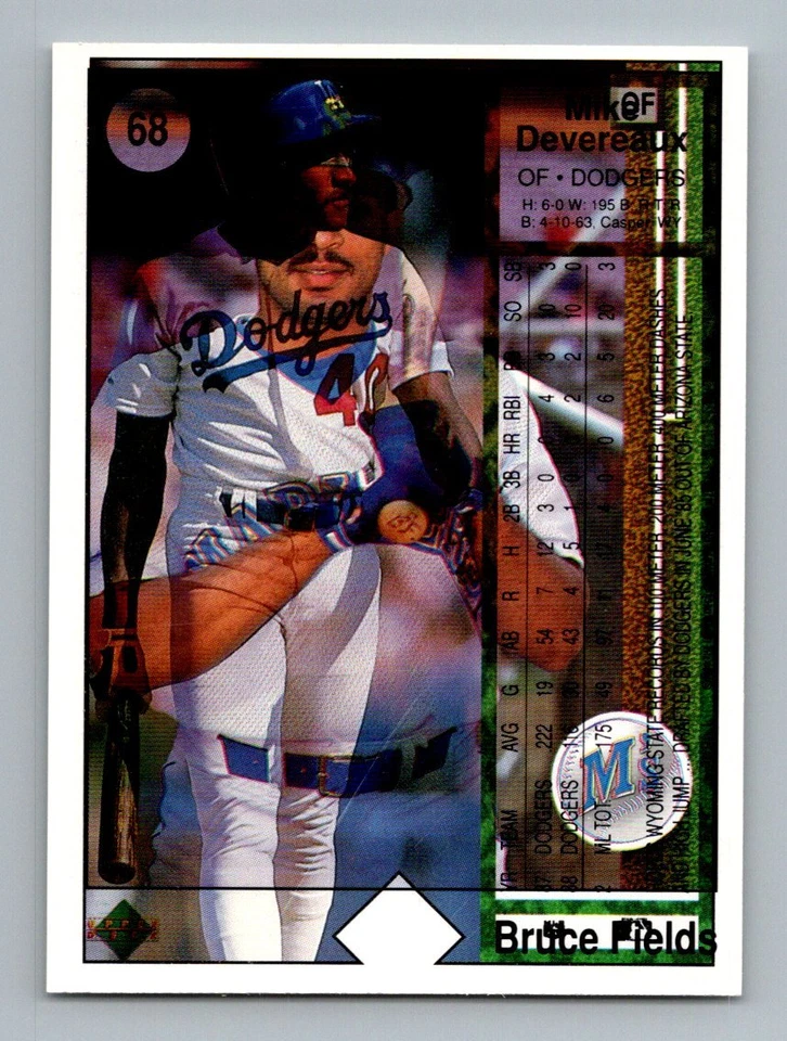 Mark Davis Bruce Fields Mike Devereaux 1989 Upper Deck Freak Overprint Error  - Image 1 of 1