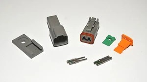 Deutsch DT 2-Pin Connector Kit 14-16AWG Solid Contacts & Plastic Clip, USA - Imagen 1 de 7
