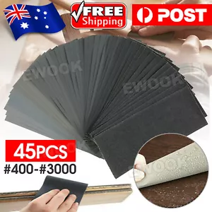 45PCS Sandpaper Mixed Wet And Dry Waterproof 400-3000 Grit Sheets Assorted Wood - Picture 1 of 10
