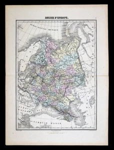 1877 Migeon Map Ukraine Poland Estonia Latvia Finland Crimea Kiev Warsaw Europe - Picture 1 of 4