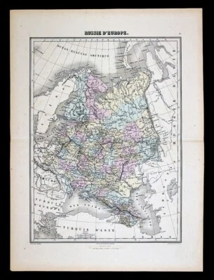 1877 Mapa Migeon Ucrânia Polônia Estônia Letônia Finlândia Crimeia Kiev Varsóvia Europa - Imagem 1 de 4