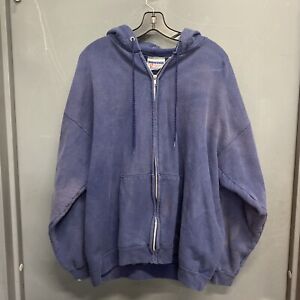 Vintage Zip Up Hooded Blank Sweatshirt Blue Hoodie USA Men's Size XL