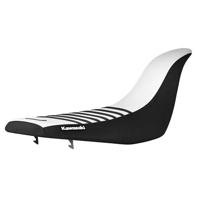 Cubierta de asiento Kawasaki KFX 700 2004-2009 NEGRO/BLANCO/NEGRO costillas #231 logotipo Foto 1 de 4