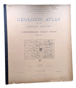 Antiker USGS Geologischer Atlas Cottonwood Falls Kansas Folio 1904 Bergbau Geologie - Bild 1 von 7
