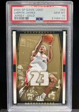 2004-05 UD SP Game Used Lebron James Patch Jersey GOLD /100 SSP PSA 10 GEM MINT