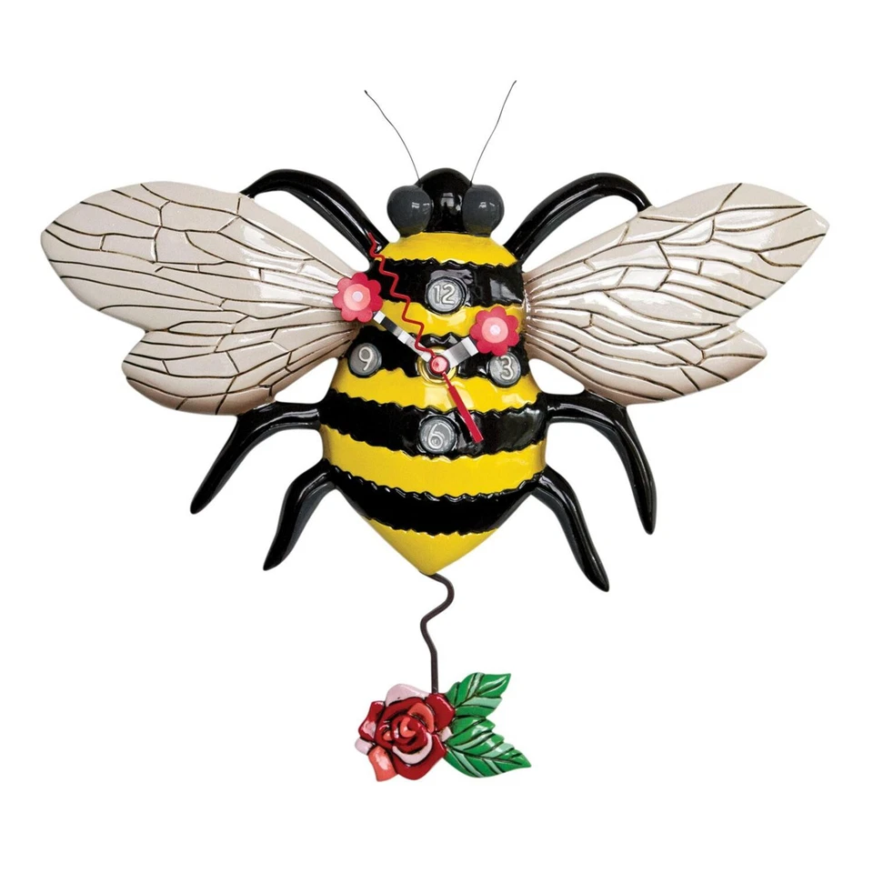 Allen Designs P1804 "Buzz" Whimsical Bee Pendulum Wall Clock - Image 1 of 1