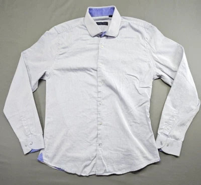 Camisa Andrew Fezza Calce Ajustado Azul Manga Larga Talla L 16-16.5 36/37 Foto 1 de 4