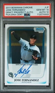 2011 BOWMAN CHROME DRAFT PRSPCT AUTOS #JF JOSE FERNANDEZ PSA 10 AUTO 10 - Picture 1 of 3