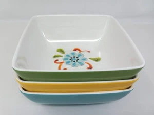Laurie Gates Embossed Melamine Bowls Lot Of 3 Bright Floral California 2.25" - Picture 1 of 7