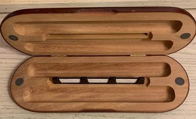 Wooden Humidor - Pocket Sized - Holds 2 Cigars - 3.5" x 9.5" - magnetic clasps - Image 1 of 3
