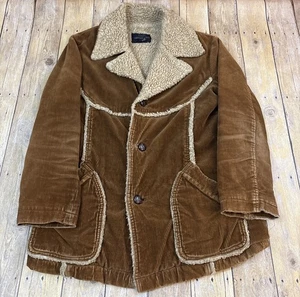 Vintage Sears Western Wear Cord Sherpa gefütterte Jacke Mantel Herren Large - Bild 1 von 14