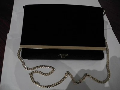 BLACK FAUX VELVET BAG WITH GOLD COLOURED CHAIN STRAP-  EXCELLENT CONDITION - Image 1 of 4