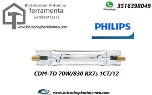 PHILIPS PHL CDM-TD   MASTERC CDM-TD 70W/830 RX7S 1CT/12 - Foto 1 di 1