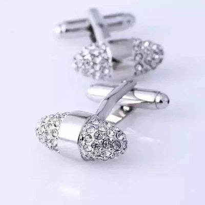 2.50Ct Round Cut Lab-Created Diamond Men's Fancy Cufflinks 14K White Gold Plated - Image 1 of 4
