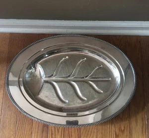 Vassoio da portata vintage anni 70 Poole EPNS piatto ovale piedi albero della vita 18"L - Foto 1 di 7