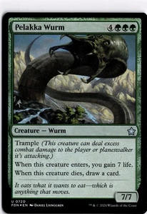 MTG Foundations FOIL Pelakka Wurm U 720 NM Pack Fresh ActualScan of Card - Picture 1 of 2
