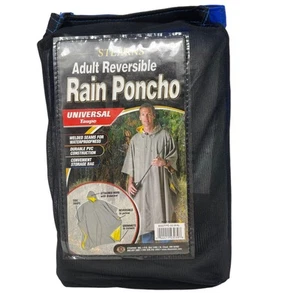 Stearns Adult Reversible RAIN PONCHO Taupe / Yellow PVC Hood Welded Seams Bag - Picture 1 of 4