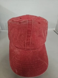 Washed Red Denim Baseball Cap Adjustable - Picture 1 of 3