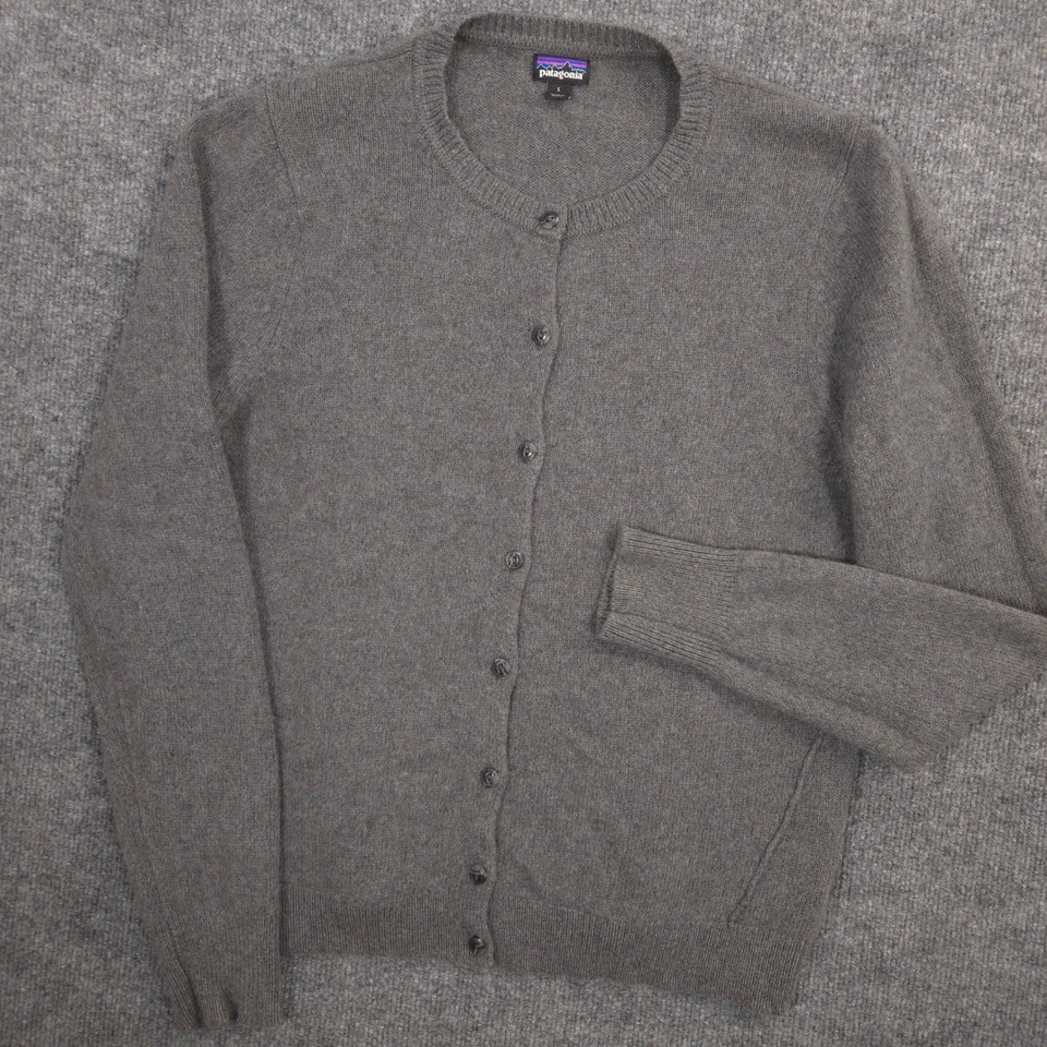 Кашемировый кардиган Patagonia свитер женский L серый спереди на пуговицах опрятный повседневный - Изображение 1 из 4