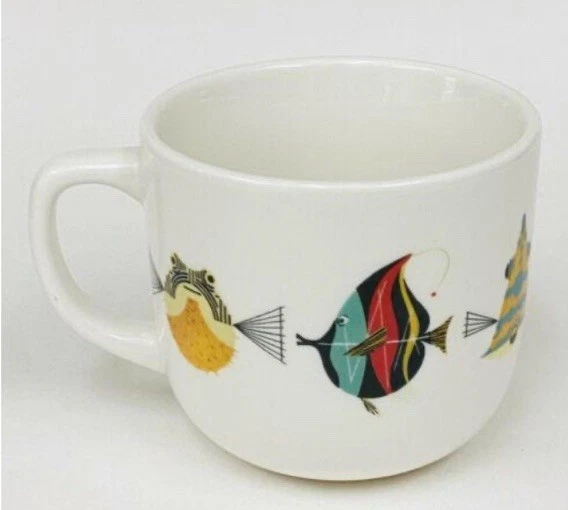 Taza de café de natación Charley Harper Todd Oldham Fishs ¡RARA! Foto 1 de 4