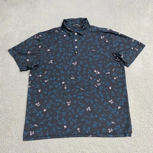 Bad Birdie Poloshirt Herren XL grau blau lila Blumenmuster Golf Performance - Bild 1 von 8