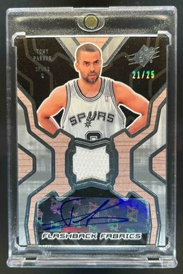 Camiseta deportiva SPx Tony Parker Flashback Telas 2007-08 automática #21/25 Spurs Foto 1 de 2