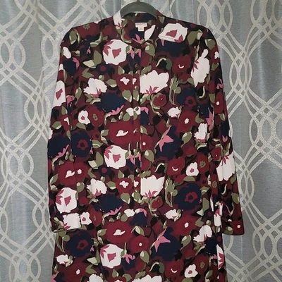 Floral Knee Length Long Sleeve Shift Dress Merona Womens Sz S Fall Winter EUC  - Image 1 of 4
